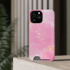 Pink Clouds Phone Case With Card Holder, Pink Card Holder Phone Case - Elite Fashion