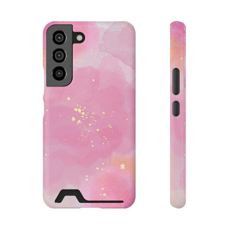 Pink Clouds Phone Case With Card Holder, Pink Card Holder Phone Case - Elite Fashion