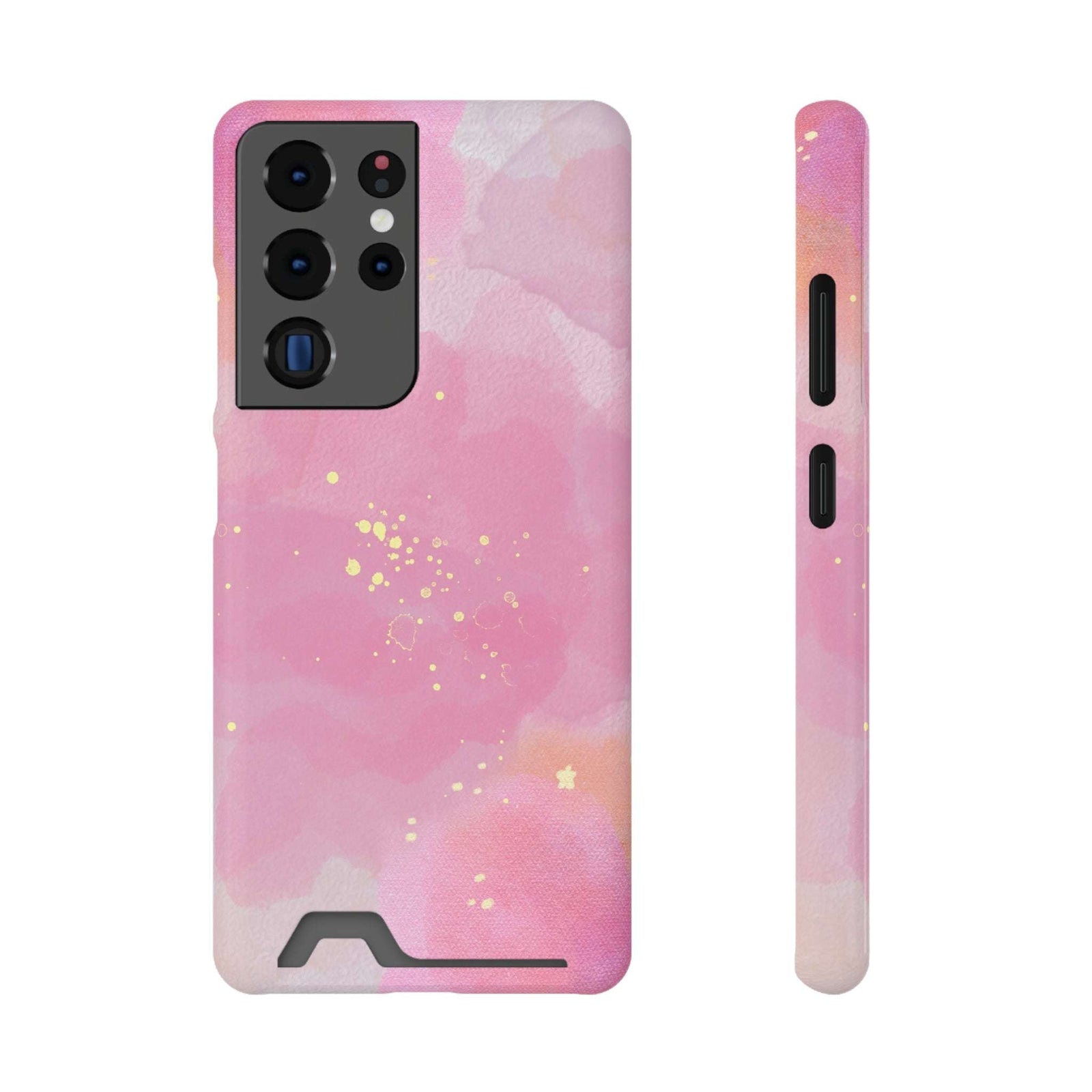 Pink Clouds Phone Case With Card Holder, Pink Card Holder Phone Case - Elite Fashion