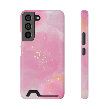 Pink Clouds Phone Case With Card Holder, Pink Card Holder Phone Case - Elite Fashion