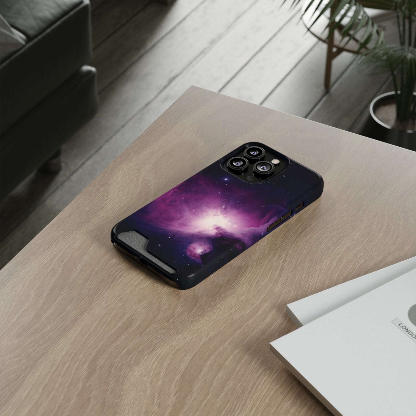 Purple Sky Phone Case With Card Holder, Phone With Card Holder - Elite Fashion